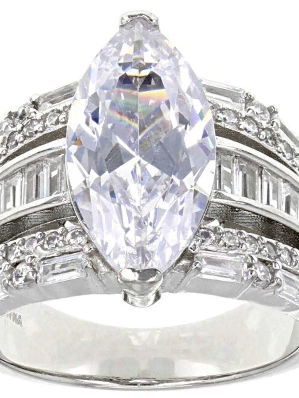 Bella Luce Platinum Plated Center Design Statement Ring 8.12ctw. Size 10